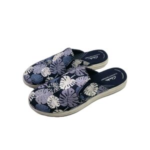 Clarks Cloudstepper Womens Size 9.5 Slip On Floral Mules